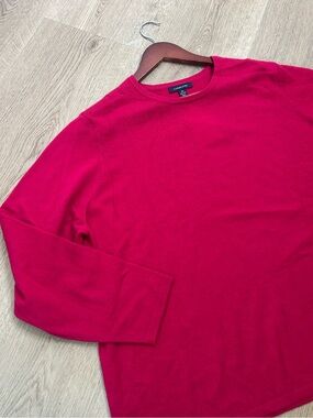 NEW Land's End 100% Cashmere Fuscia Pink Crew Neck Knit Sweater